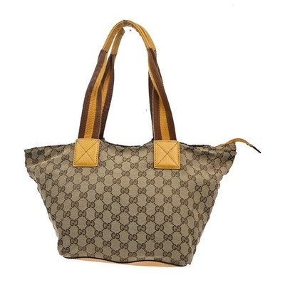 GUCCI GG Canvas Shoulder Tote Bag Leather canvas Yellow Italy