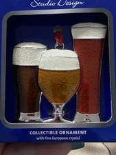 Regent Square Studio Design 3 Beer glasses Christmas ornament crystals New