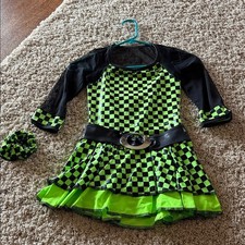 A Wish Come True dance costume one piece long sleeve black green check IMC