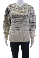 Isabel Marant Etoile Womens Cotton Blend Striped Print Sweater Beige Size 38