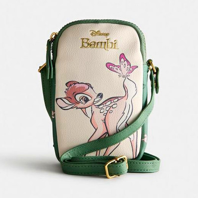Primark Disney Bambi Crossbody Bag White Green with Gold Disney Bambi Logo