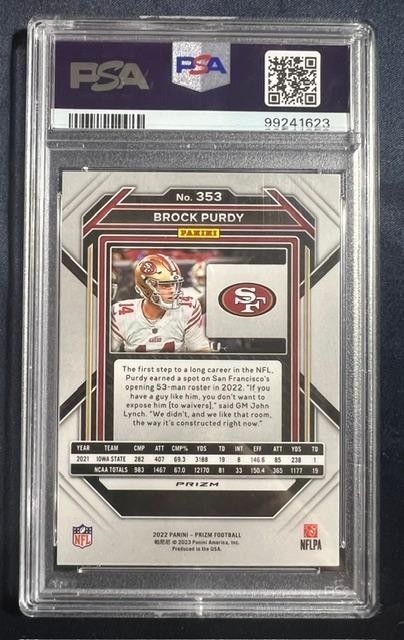 2022 Panini Prizm Rookie Brock Purdy #353 Silver Prizm (RC) PSA 10 GEM MINT!! view 2