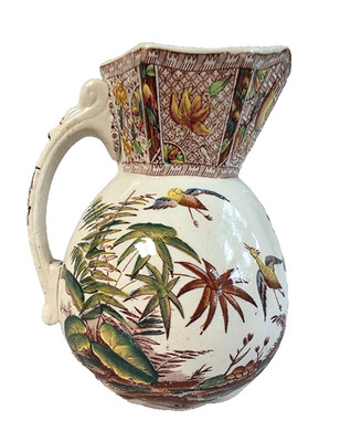 Dunn Bennett & Co Indian Pattern Aesthetic Transferware Pitcher Rare In Color!