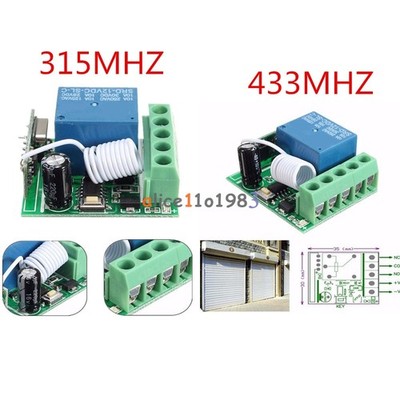 315/433MHz 1 Channel   Relay RF Remote Control Switch Receiver  DC12V 10A #hj