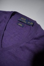 Polo Ralph Lauren Merino Wool V Neck Pullover Sweater Men's Size L Purple
