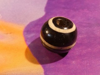 ANCIENT PYU LINE DECORATED 3 STRIPED MECH. INLAID GHOST EYE BEAD CONTRAST AGATE