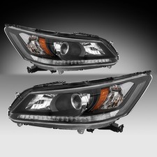For 2013-2015 Honda Accord Sedan Halogen Black Headlights Assembly Pair 13-15 For 2013-2015 Honda Accord Sedan Halogen Black Headlights Assembly Pair 13-15