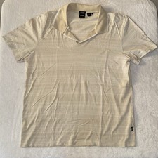 BOSS Men's XL Mercerized Cotton Jacquard Stripe Johnny Collar Polo