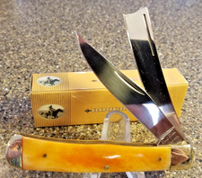 Rough Rider RR073, Razor Trapper Orange Smooth Bone, 4-1/8", No Etch, BLEMISH