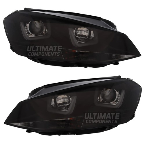 VW Golf Mk7 2012-2017 Projector LED DRL Headlights Xenon Look GTD Black - Picture 10 of 12