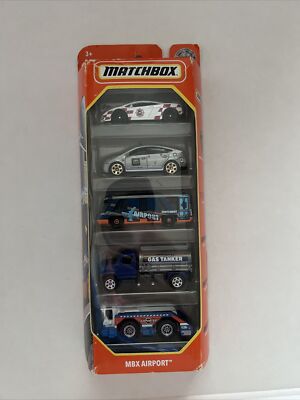 Matchbox MBX  Airport, Airporter Shuttle Gas Tanker, Die Cast, 5 Pack, Damaged!