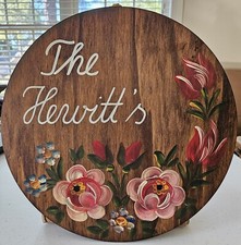 Helga Rauleder Hand Painted Personalized Round Family Wall Sign, Farmhouse Style