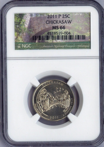 2011 Chickasaw Quarter NGC MS66 - Picture 1 of 2