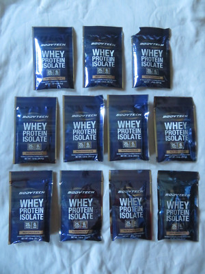 (11) Count Lot Bodytech Whey Protein Isolate 1 Oz Ea Rich Chocolate 25 g Protein