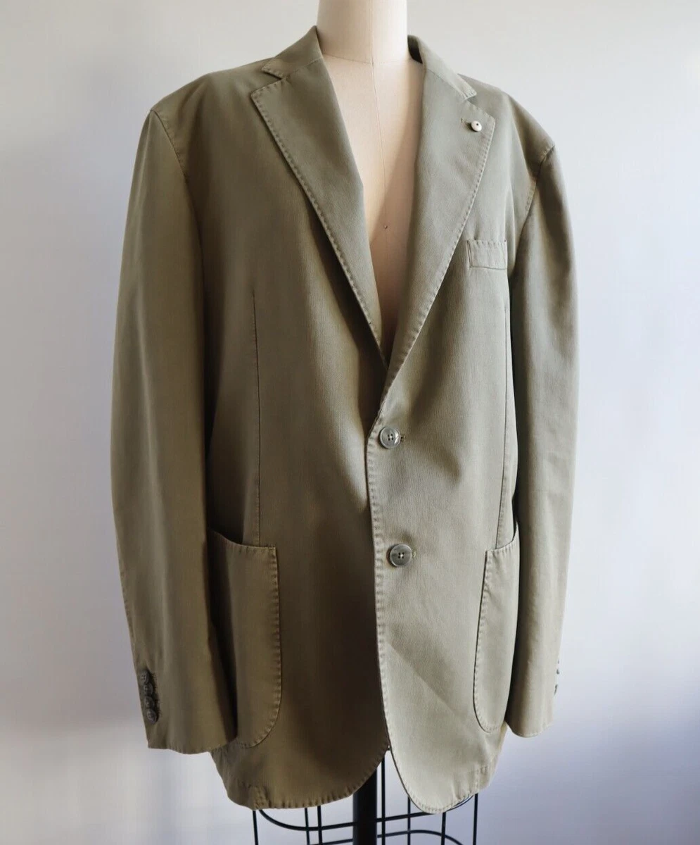 LBM 1911 for Harry Rosen Green Sport Coat Jacket Size 44 54 R Cotton Silk