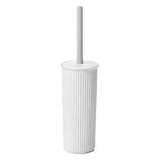 Ribbed toilet Brush with Bin White, Decorative Bowel Scrub Brush