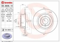 2X Brembo 08.6838.11 Bremsscheibe Hinten FüR Land Rover