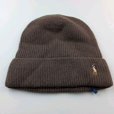Polo Ralph Lauren 100% Wool Knit Hat Beanie Dark Brown | eBay