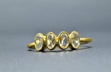 Gold Plated Crystal Quartz Oval Gemstone Ring 925 Sterling Silver Partywear Ring