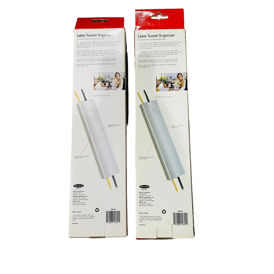Belkin White F8B020 Cable Tunnel Organizer Desk & Wall Mount Conceal LOT of 2 - Image 2 of 2