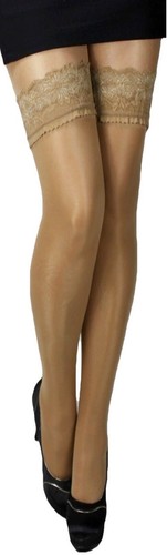Halterlose Braut Strümpfe breite Spitze weiß creme Hochzeit m Lycra S-XXL 36-52 - Bild 12 von 17