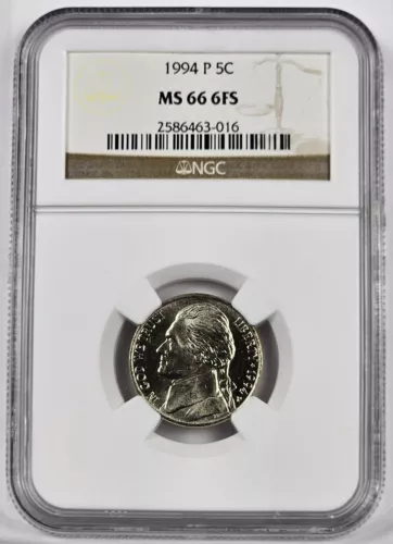 1994 P Jefferson Nickel *** NGC MS 66 6FS
