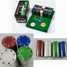 PROFESSIONAL CASINO 200 PIECE TEXAS HOLD'EM POKER GAME PLAY SET COMES IN TIN BOX