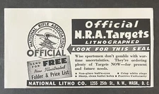 1943 National Rifle Association Official Targets Lithographed Vintage Print Ad