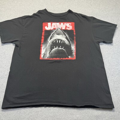 Jaws Shirt Adult Extra Large Black Universal Studios Movie Sequel Sharks Ocean