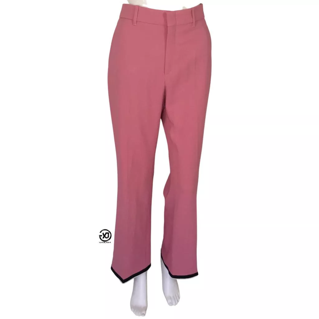 Pantalon large coupe botte femme Gucci rose fleur d'ortensia taille 42