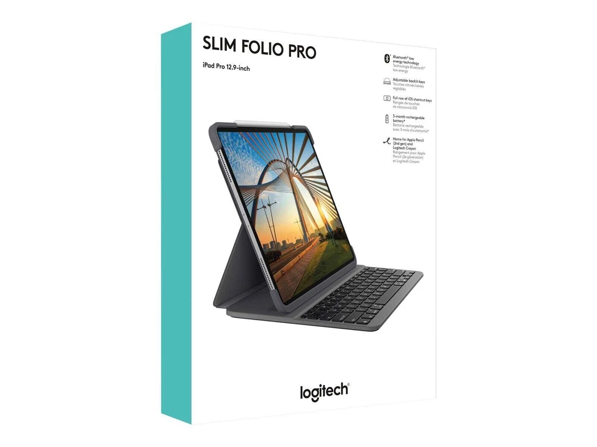 Logitech Slim Folio Pro Bluetooth Keyboard Case iPad Pro 12.9 3rd 