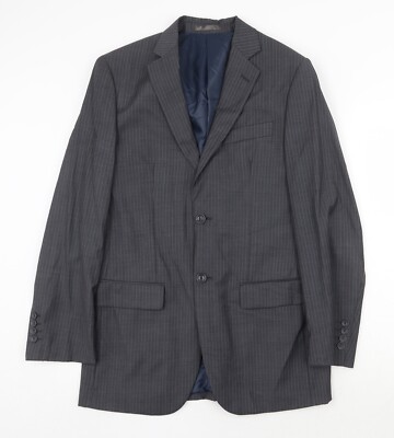 Butler & Webb Herren Anzugjacke grau gestreift Wollmischung Größe 36 Reg