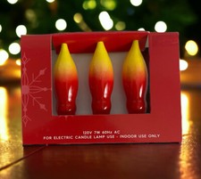 Holiday Time 3 Replacement Orange Flame Bulbs Lamp Candelabra 120V 7W NEW