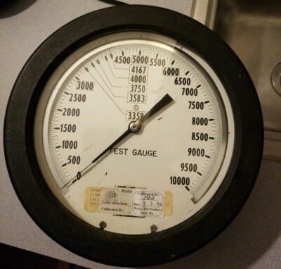 Hydro-Test 140-400 8'' Glass Face, Hydro Testing Press Gauge w/ multi Graduation