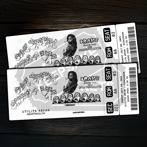 Drake & PARTYNEXTDOOR Mock Ticket UK Tour | Personalised Gift Reveal | Keepsake - Picture 4 of 10