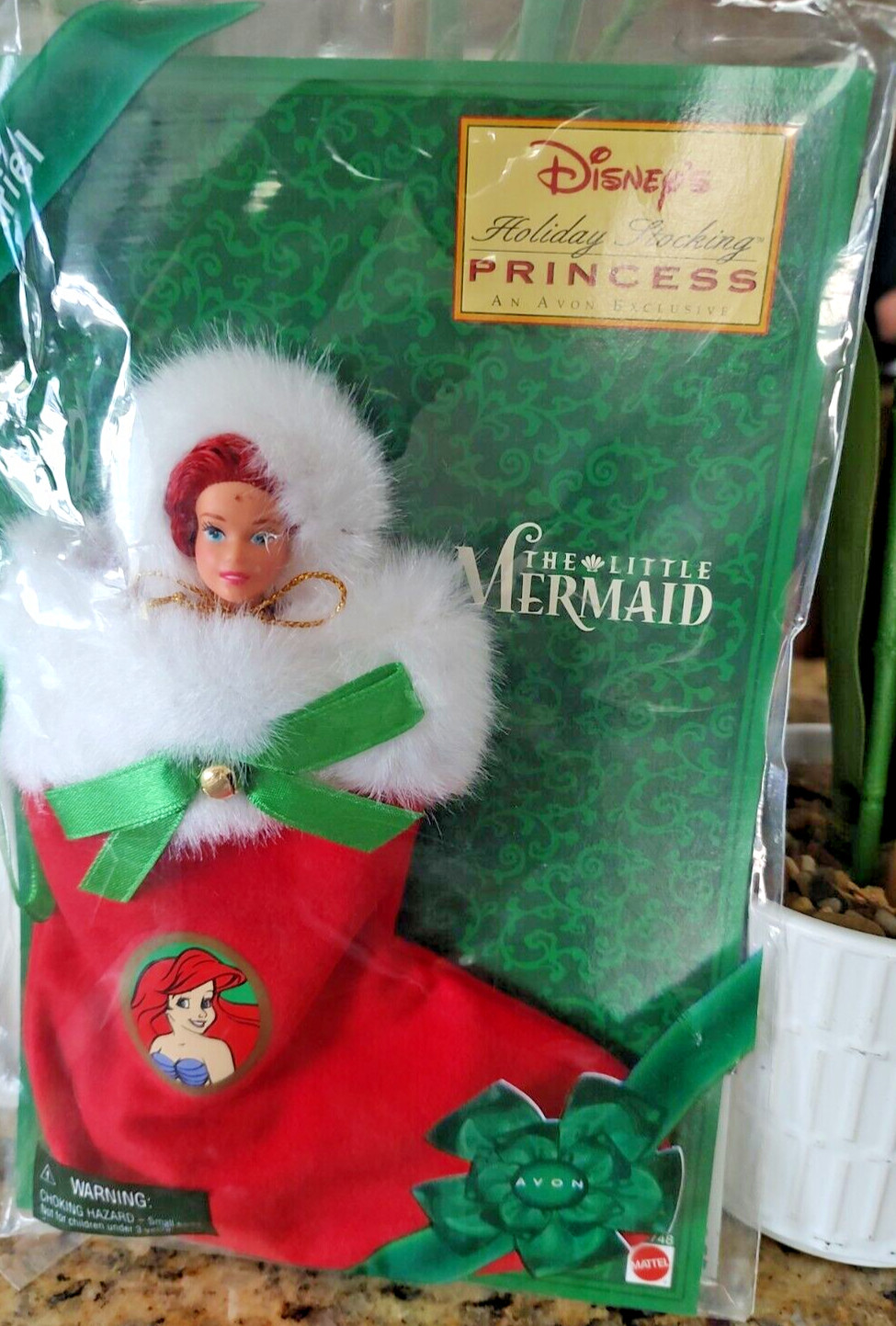 ARIEL DOLL DISNEY PRINCESS MATTEL AVON CHRISTMAS STOCKING 7"