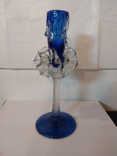 Rare Blue Candle Original Murano Italian Hand Blown Masterpiece Home Decoration - Picture 9 of 13