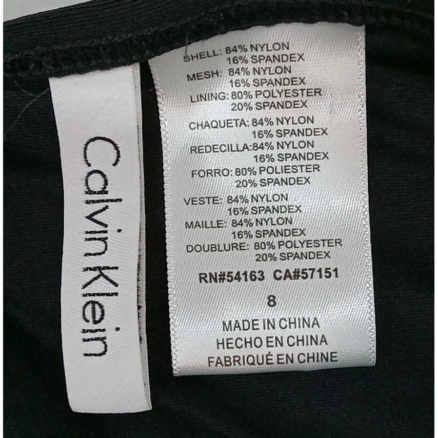 Calvin Klein Women's Swimsuit Size 8 Black Ruched One Piece Lined Swim Skirt - Image 4 of 4