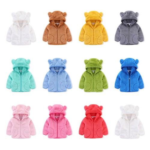 Kids Baby Warm Girls Boys Flannel Winter Fleece Jacket Sweatshirt Hooded Coat US - Picture 5 of 22