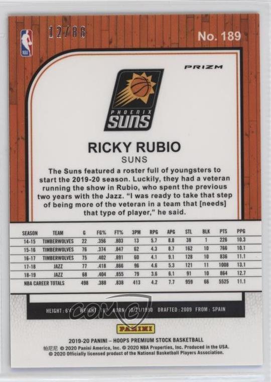 201920 Panini NBA Hoops Premium Stock Red Shimmer Prizm 189 Ricky