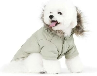   Love Alpine Parka Dog Coat Beige Fur Removable Hood Size Medium Air Force