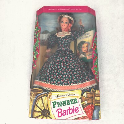 1994 Barbie Pioneer American Stories Collection Doll Storybook Floral Gown