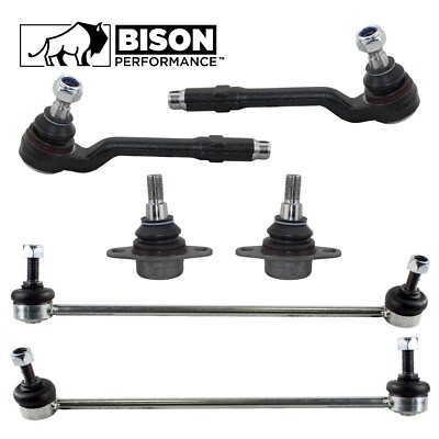 Bison Performance 6pc Front Sway Bar Lower Ball Joint Outer Tie Rod Kit For E53