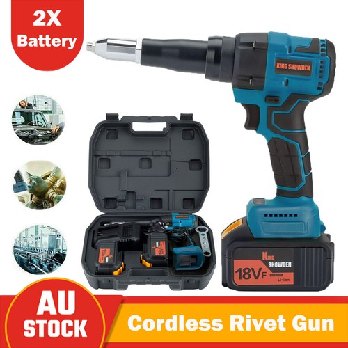 Electric Brushless Cordless Rivet Gun & 2X Li-ion Battery & Charger Kit ...