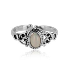 Handmade Ethiopian Opal Gemstone Ring, Oxidized 925 Silver Women's Gift Ring