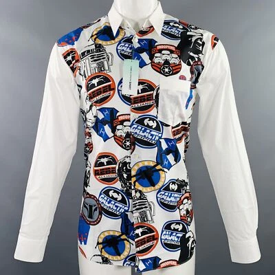 Comme des Garcons Taille M Star Wars Blanc Multicolore Coton Long Chemise Manche - Photo 1/4