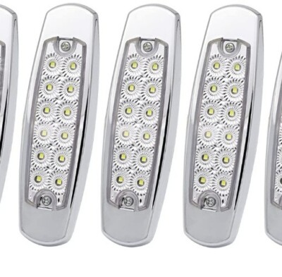 (Pack of 10)  6.4 Inch Slim White LED 12 Diodes Side Marker Sealed Surface Light