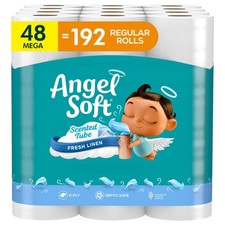 Angel Soft Toilet Paper with Fresh Linen Scented 48 Rolls (320 Sheets), White 