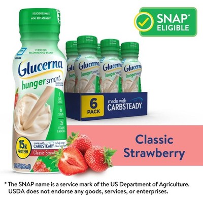 Glucerna Hunger Smart Diabetic Protein Shake, Classic Strawberry, 10-fl-oz