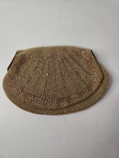 Vintage Gold Beaded Clutch Purse Clamshell Shape Formal